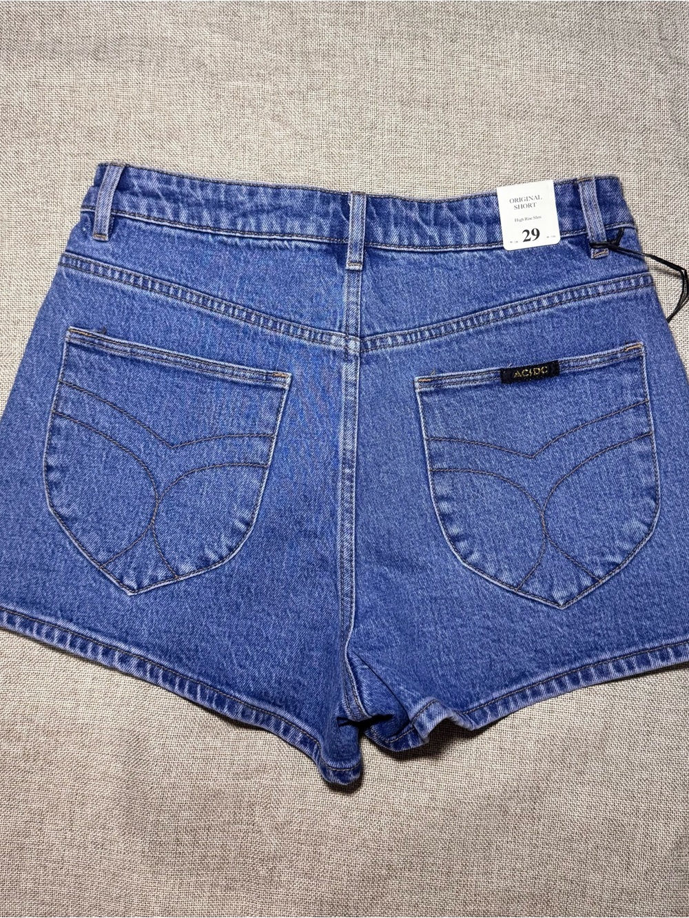 Rolla's x AC/DC Lightning Denim Shorts NWT Size 29 High Rise Blue Jean Shorts - Picture 8 of 13
